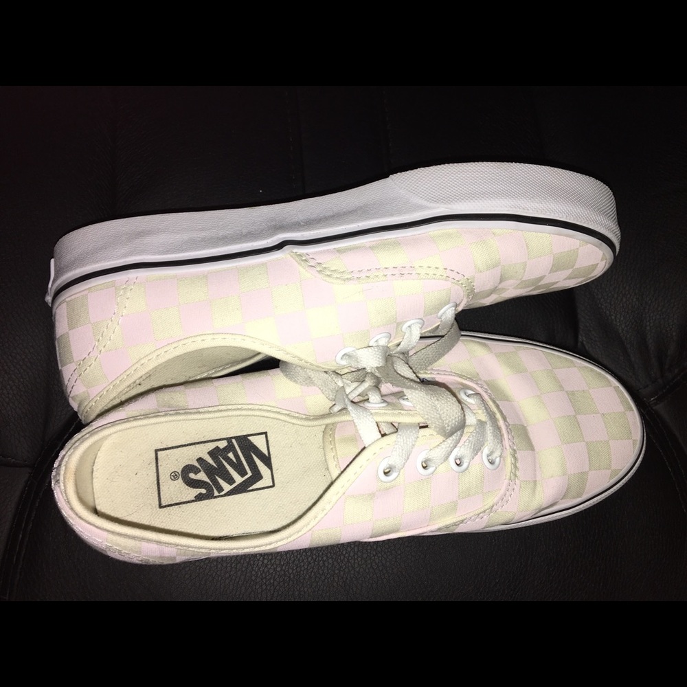 Pink Creme Checkered Vans